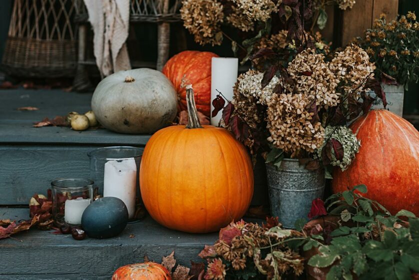 Front porch with fall decor