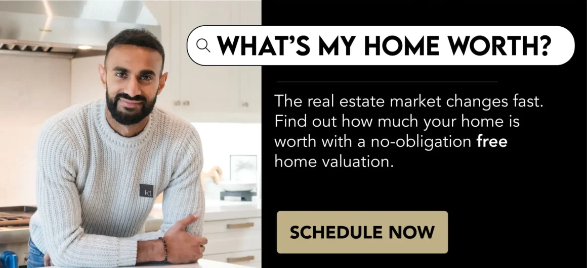 Free home valuation promotional image with a milton real estate agent visible