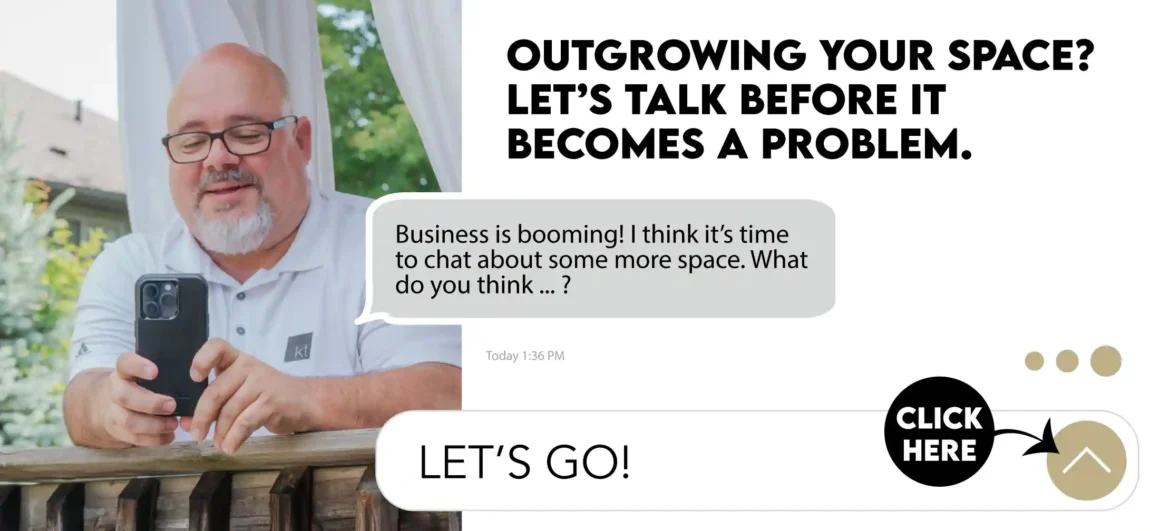 a commercial real estate agent in Milton texting about upsizing a business' space